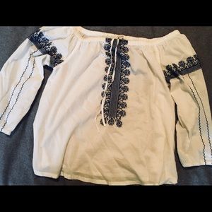 Madewell Off the Shoulder Embroidered Top